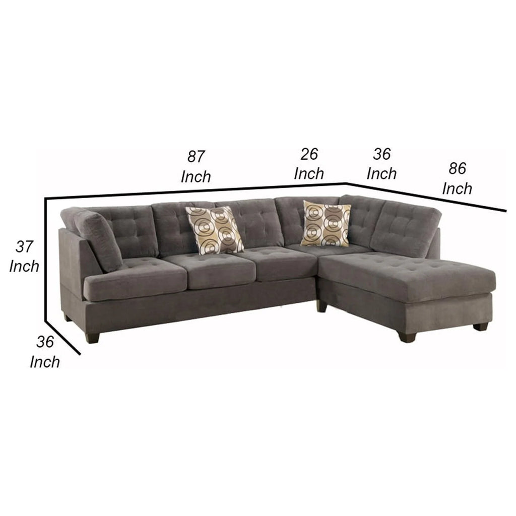 Charcoal Corduroy 2-Piece Sectional Sofa G9926