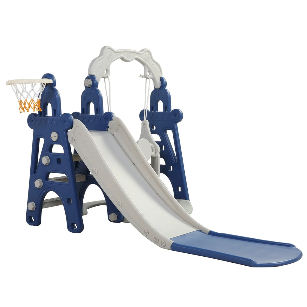 3 in 1 Kids Slide and Swing Set with Basketball Hoops S102222