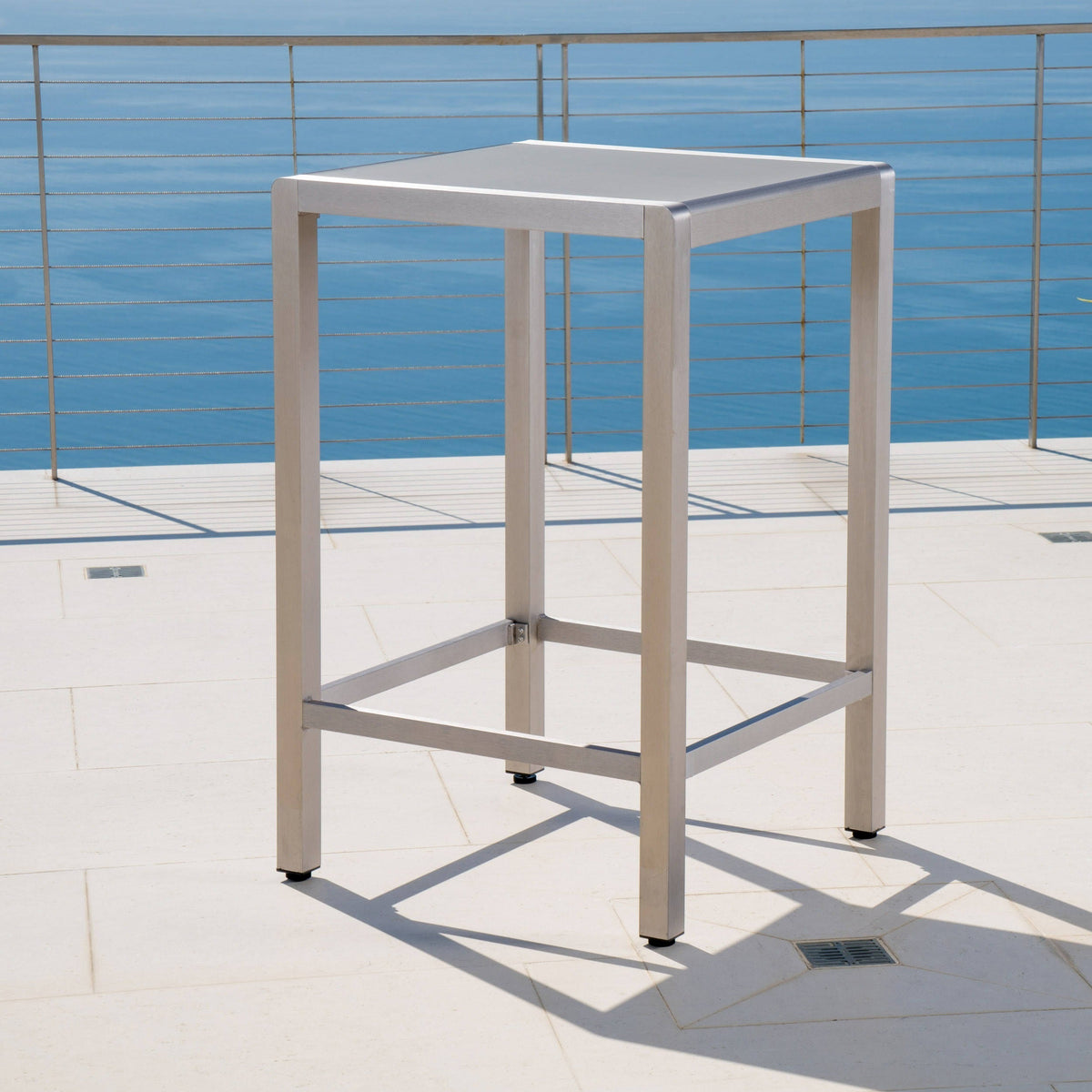 Square Aluminum Bar Table with Glass Top T320735