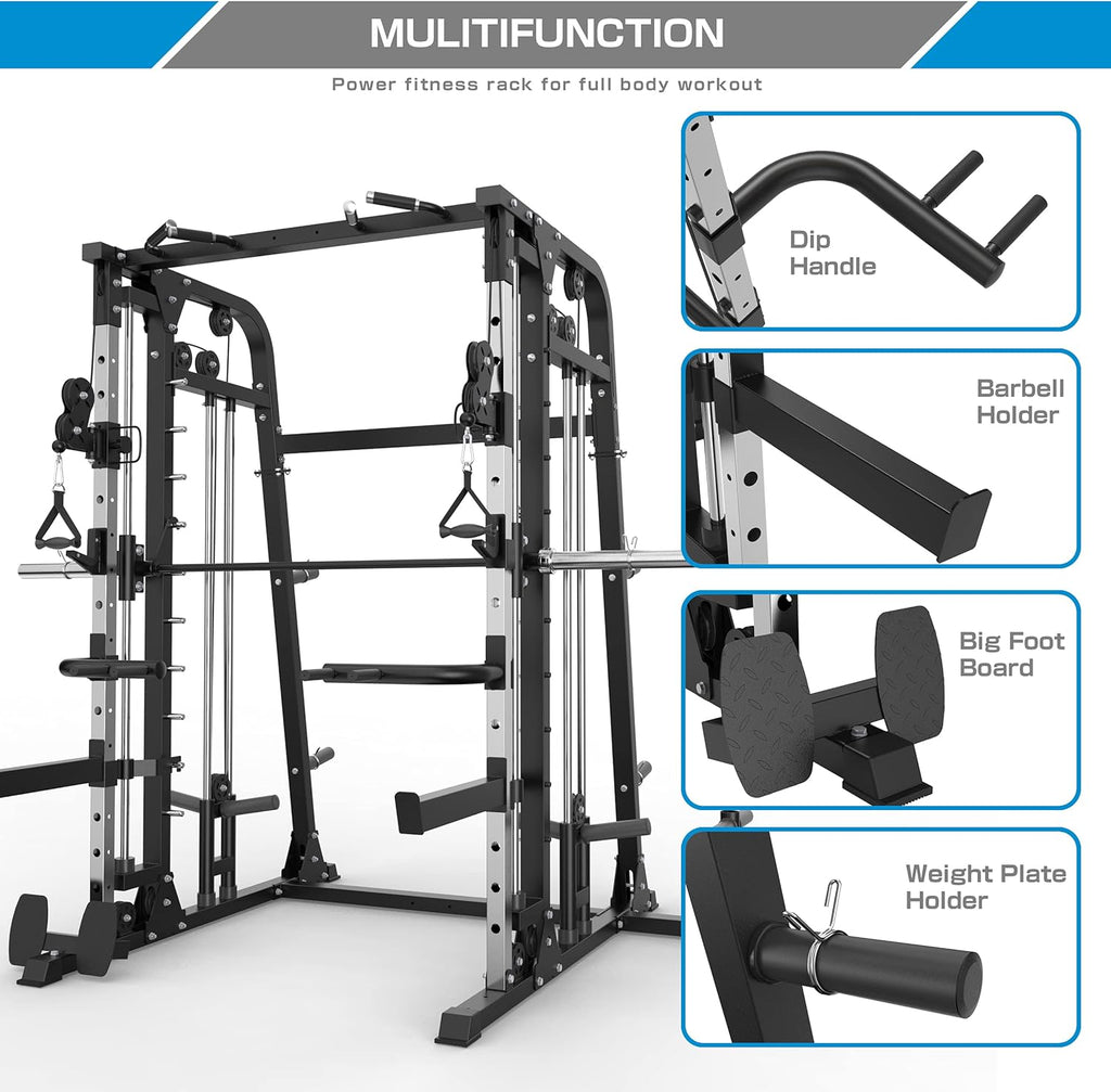 Smith Machine Power Cage with Weight Bar and LAT Pull-Down Systems W176