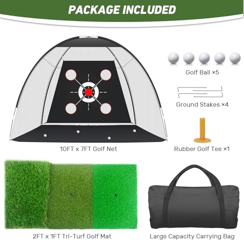 Golf Net with Practice Mat 10x7FT Z7663