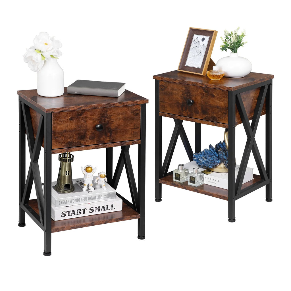 Brown Metal Frame End Table S544255