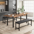 3-Piece Extendable Dining Table Set with Drawer and 2 Upholstered Benches D13119