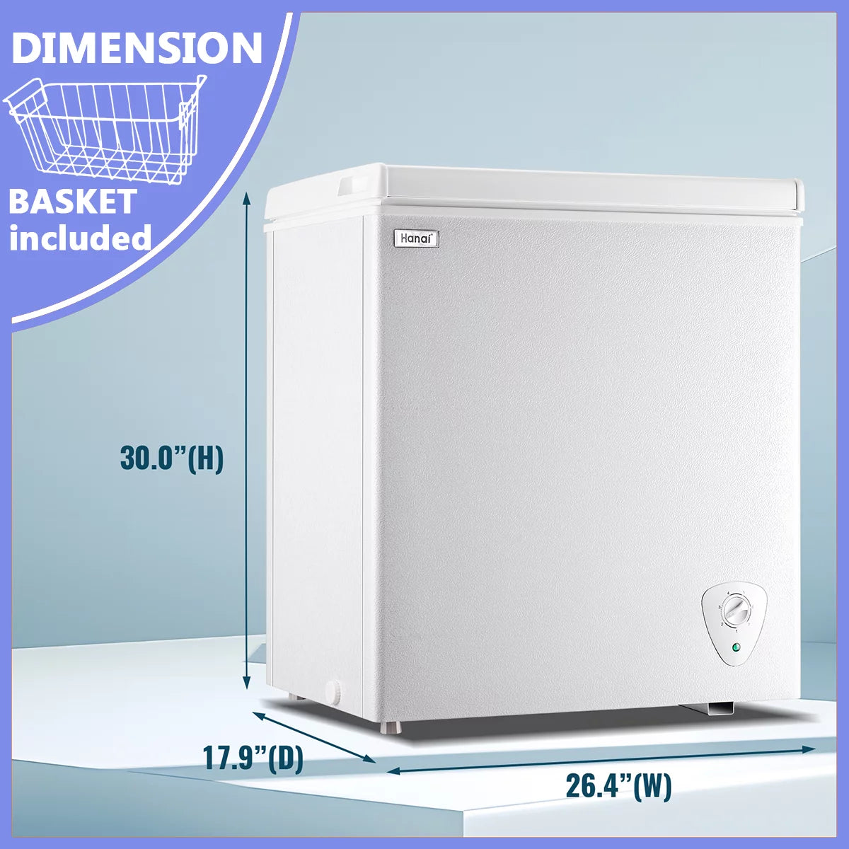 5.0 Cu.ft White Chest Freezer with Storage Basket E549