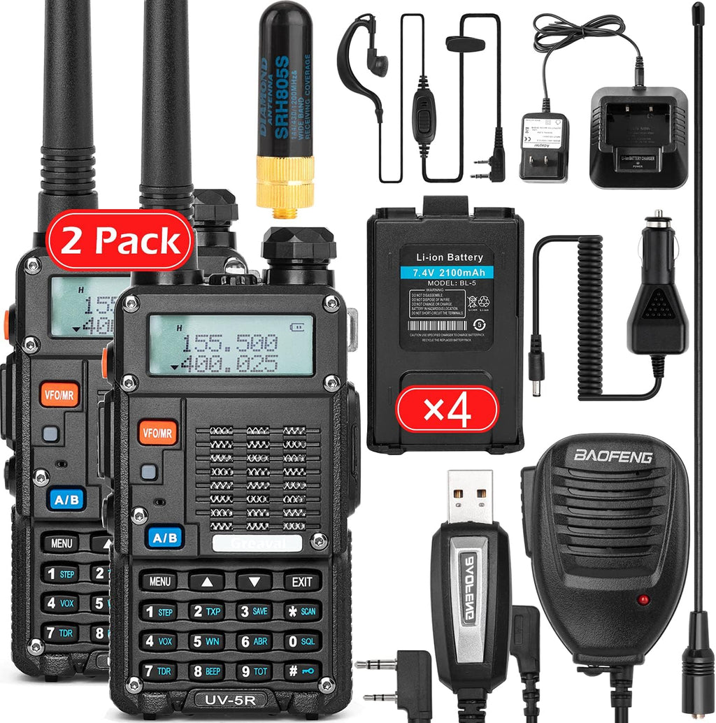 Dual Band 2-Way Radio with 2 Rechargeable 2100mAh Battery Pack of 2 F876