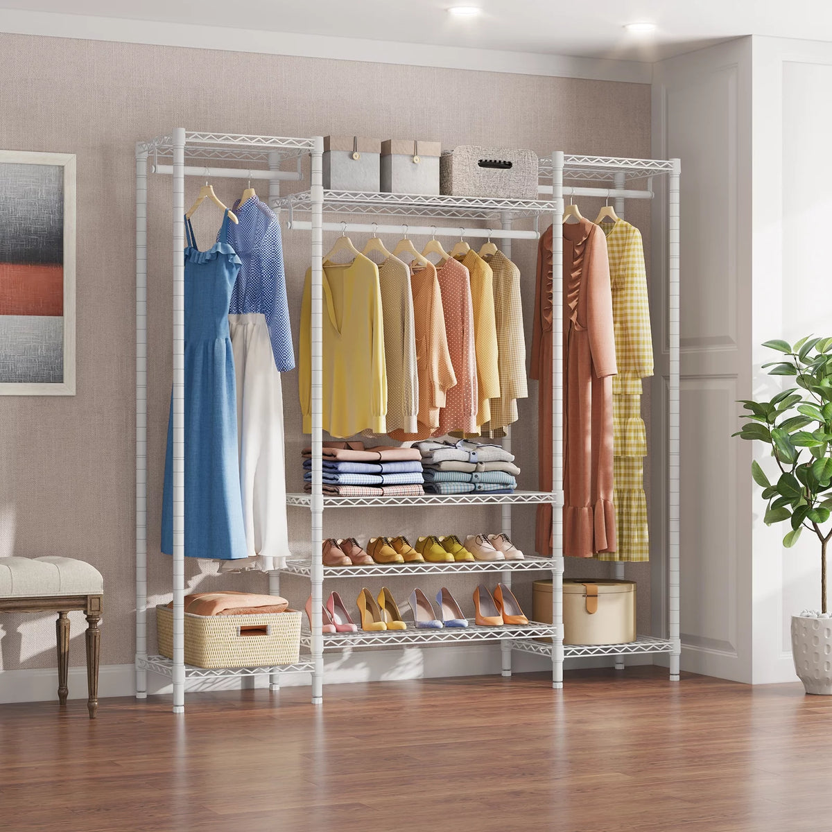 White Freestanding Wire Garment Rack A33915