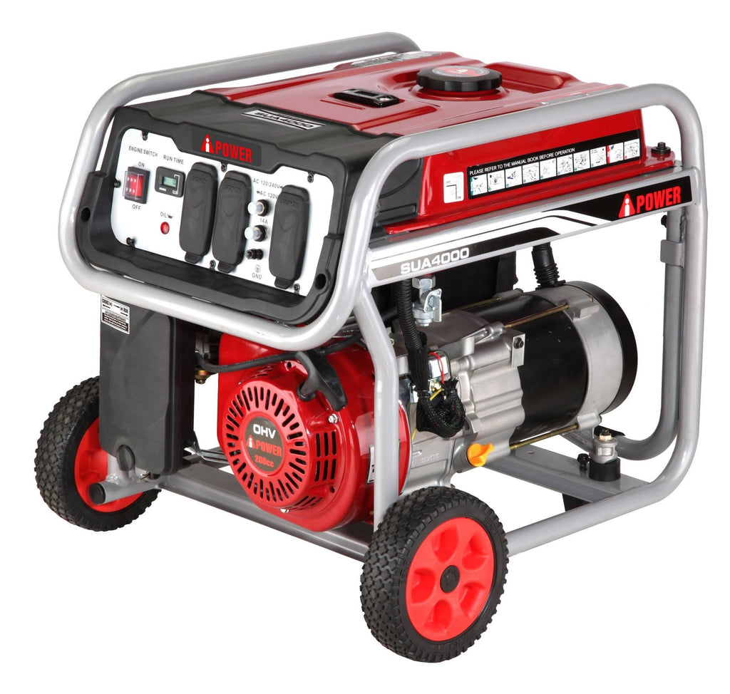 4000W Recoil Start Gasoline Powered Portable Generator, Black N793