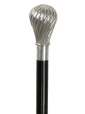 Silver 925 Spiral Bulb Knob Walking Stick with Black Beechwood Shaft N42951