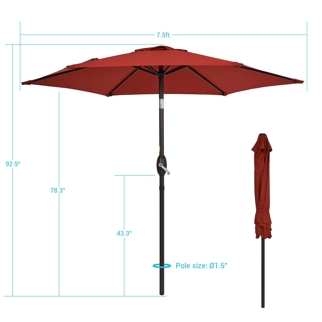 7.5 FT Outdoor Patio Market Umbrella with Tilt Button Q72400