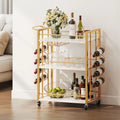 Wine Bar Cart with Wine Rack and Glass Holders B3498