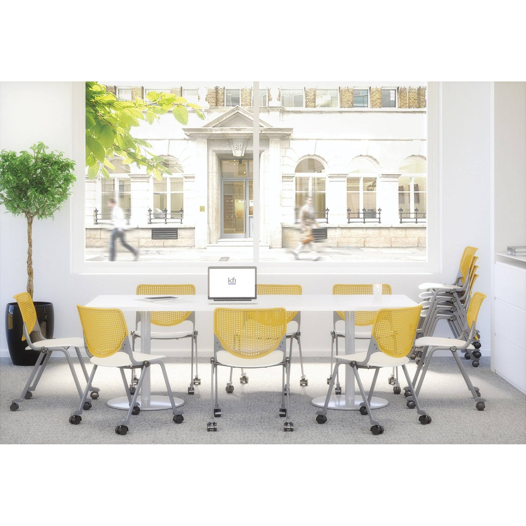 White Stack Chair with Casters M1261
