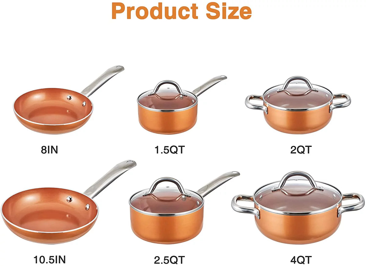 Nonstick Copper 5 Piece Aluminum Cookware Set C7898