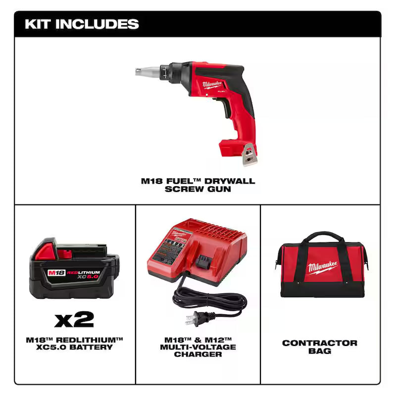 18-Volt Lithium-Ion Brushless Cordless Drywall Screw Gun Kit with Hammer Drill Q69692