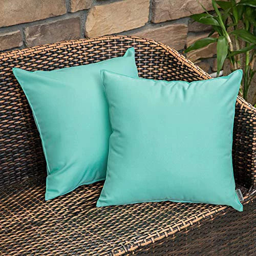 Pack of 2 Waterproof Outdoor Pillow Covers 18x18 Inch Light Green K9926