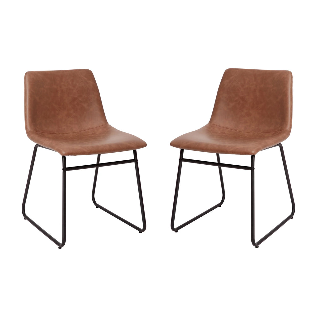 Light Brown Faux Leather Dining Chair Set of 2 C91045
