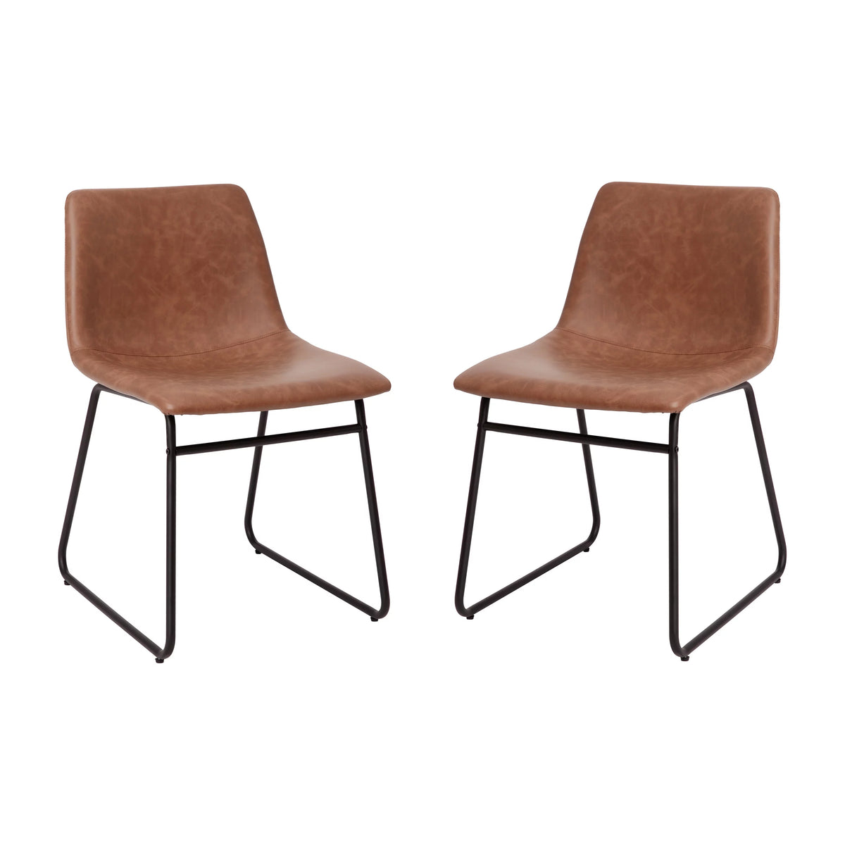Light Brown Faux Leather Dining Chair Set of 2 C91045