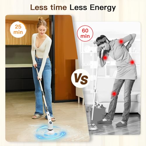 Cordless Electric Spin Scrubber with 8 Replaceable Brush Heads Y61238