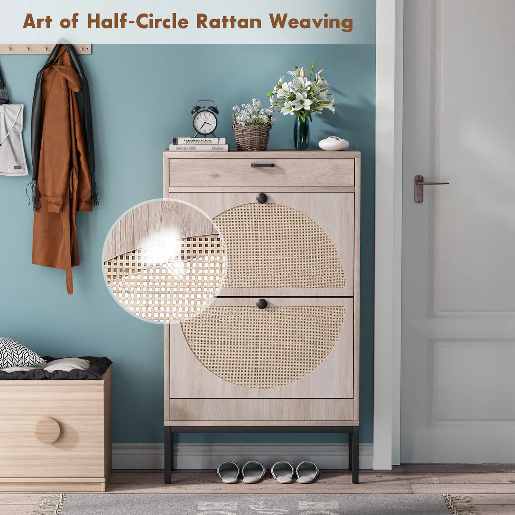 Shoe Storage Cabinet with Flip Drawers J107886