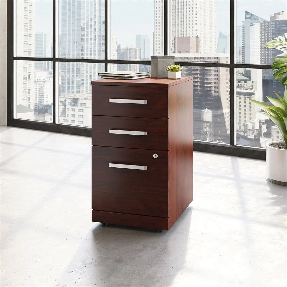 Engineered Wood 3-Drawer Mobile Filing Cabinet O67592
