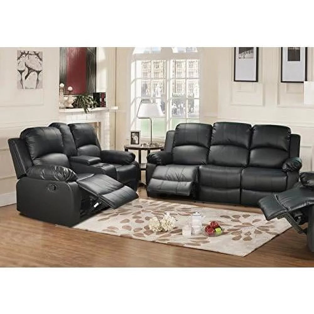 Black 3 Piece Recliner Sofa Loveseat and Chair A852