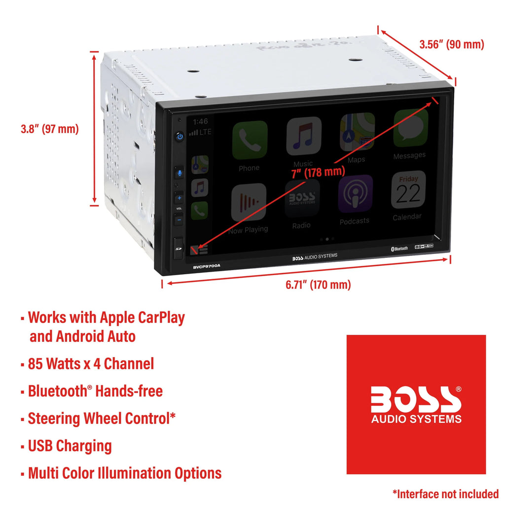 Double Din 7 Inch Touchscreen Car Stereo with Apple CarPlay Android Auto Bluetooth N77994