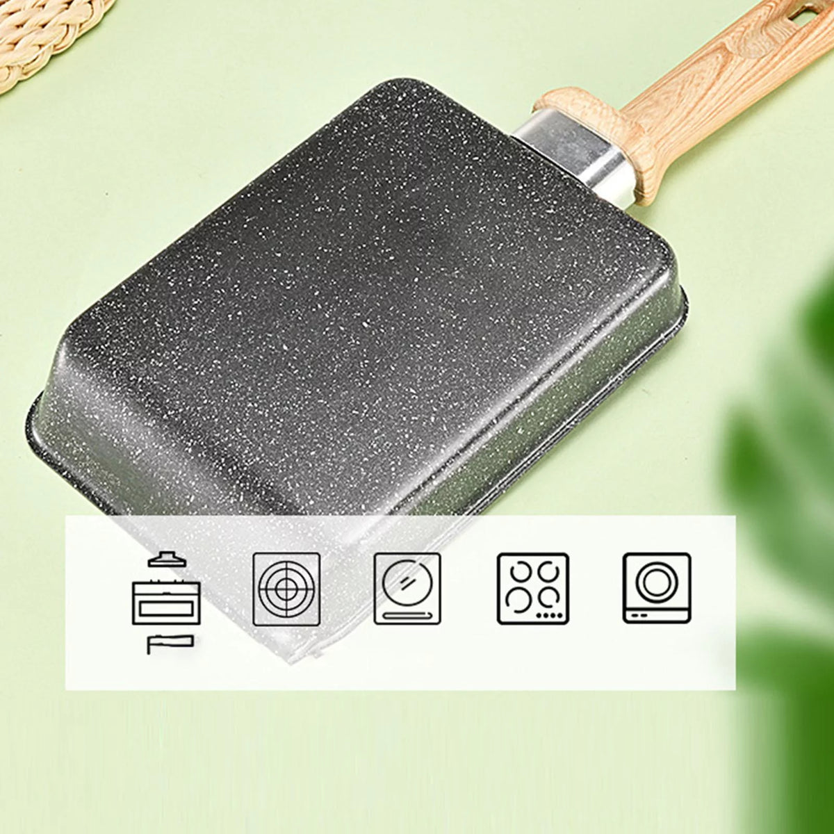 Black Non Stick Rectangle Skillet with Spatula Q80782