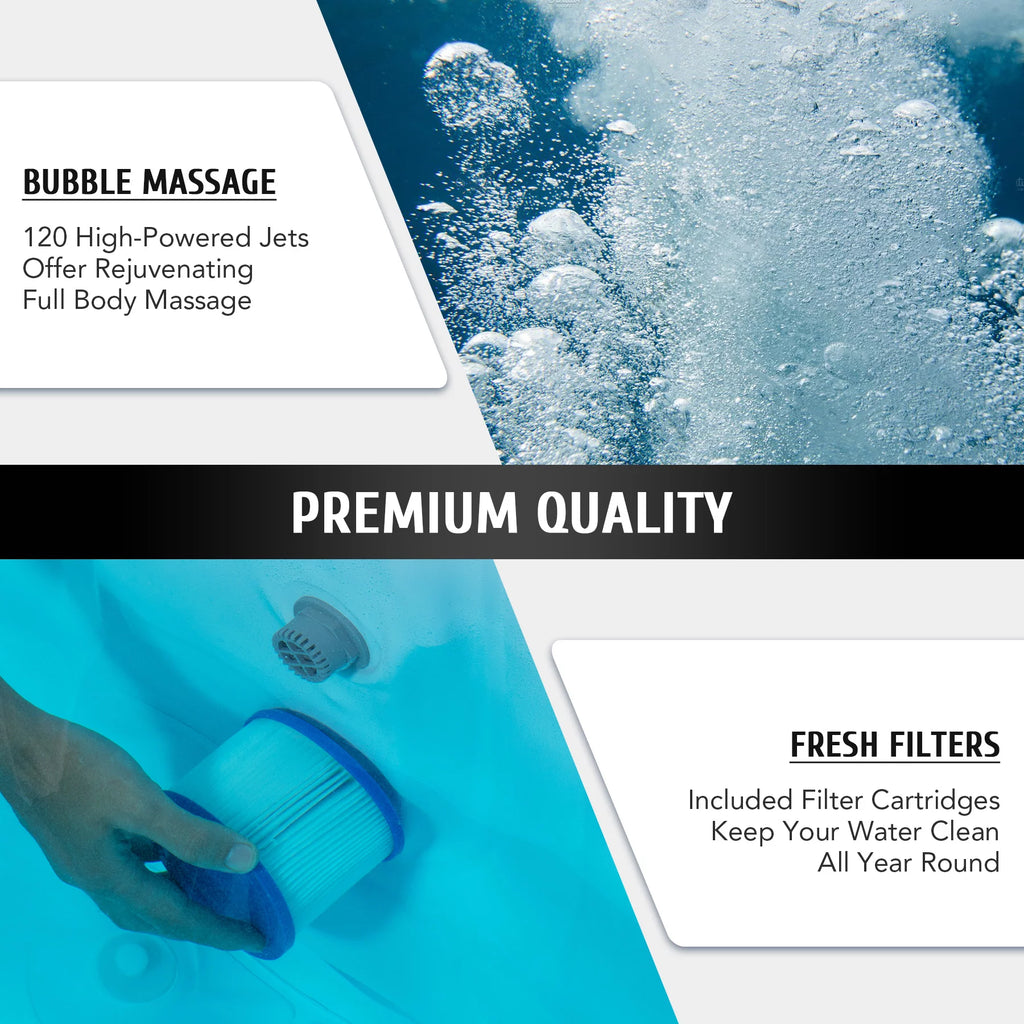 4 Person 6ft Inflatable Hot Tub Pool with Massage Jets J512554