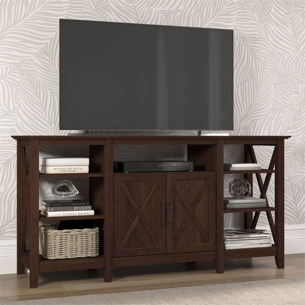 Contemporary Wood Tall TV Stand up to 65" Cherry R9430