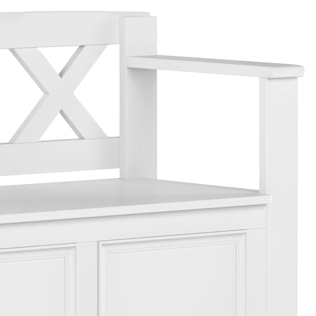 White Solid Wood 36 Inch Storage Bench T150