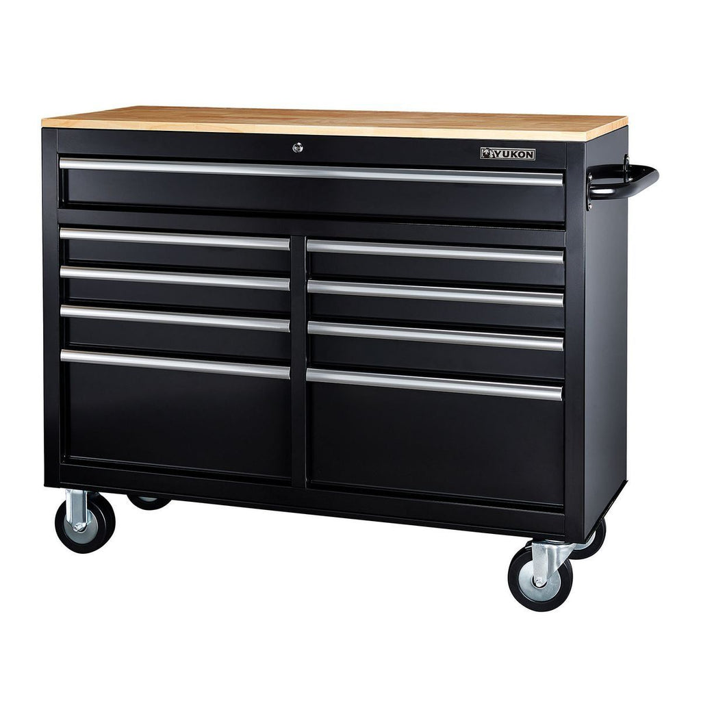 Black 9-Drawer Mobile Storage Cabinet with Solid Wood Top L776547