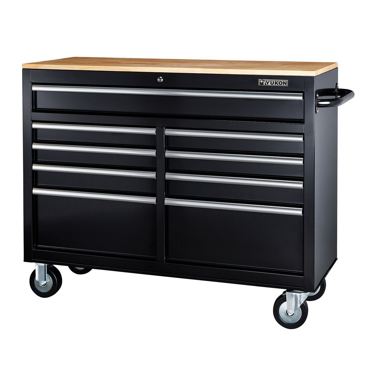 Black 9-Drawer Mobile Storage Cabinet with Solid Wood Top L776547