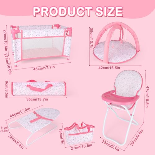 Pink 6 in 1 Baby Doll Playset with Furniture E68378
