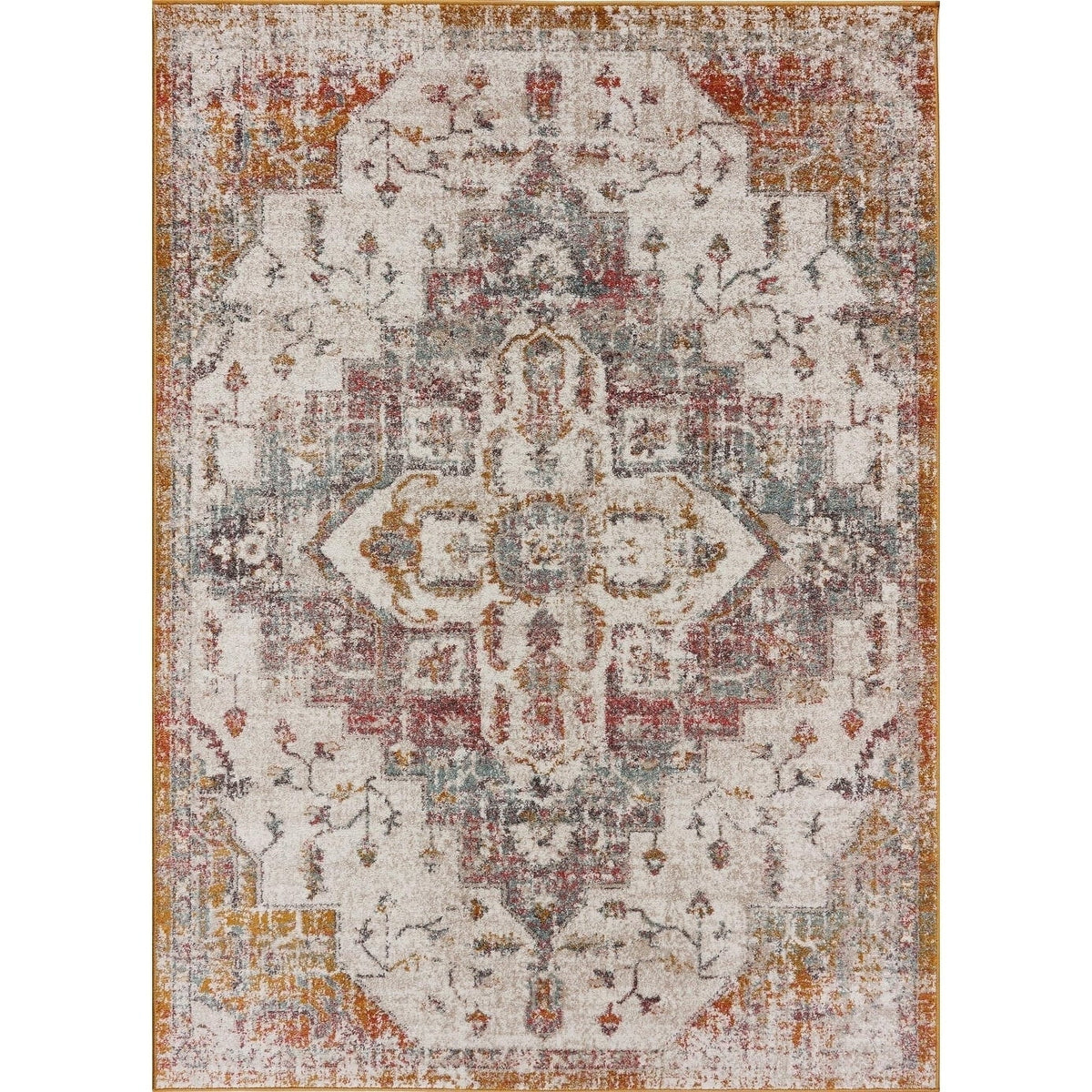 Multicolored Antique Pattern Area Rug 4' x 6' P576762