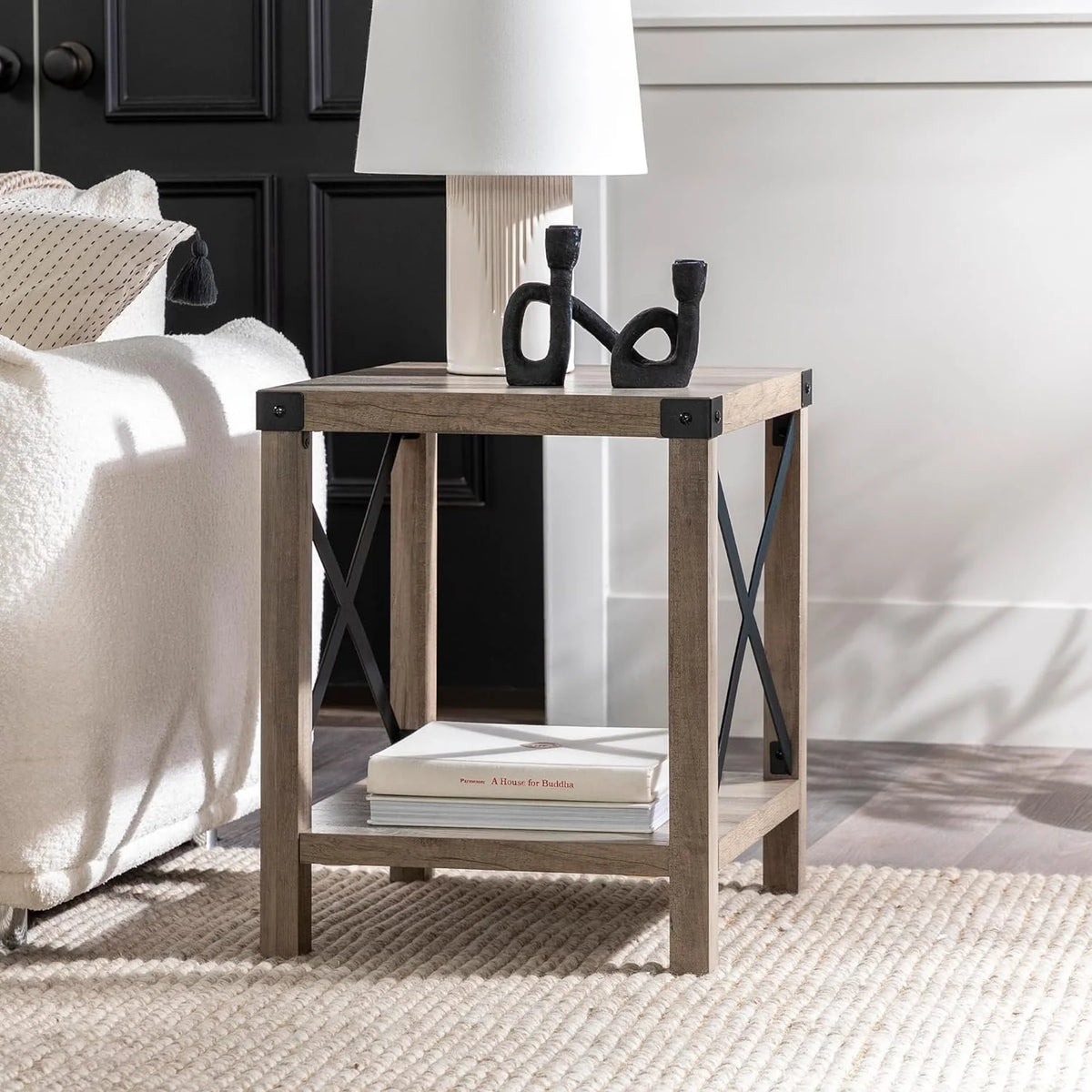 18 Inch Grey Wash Side Table I447