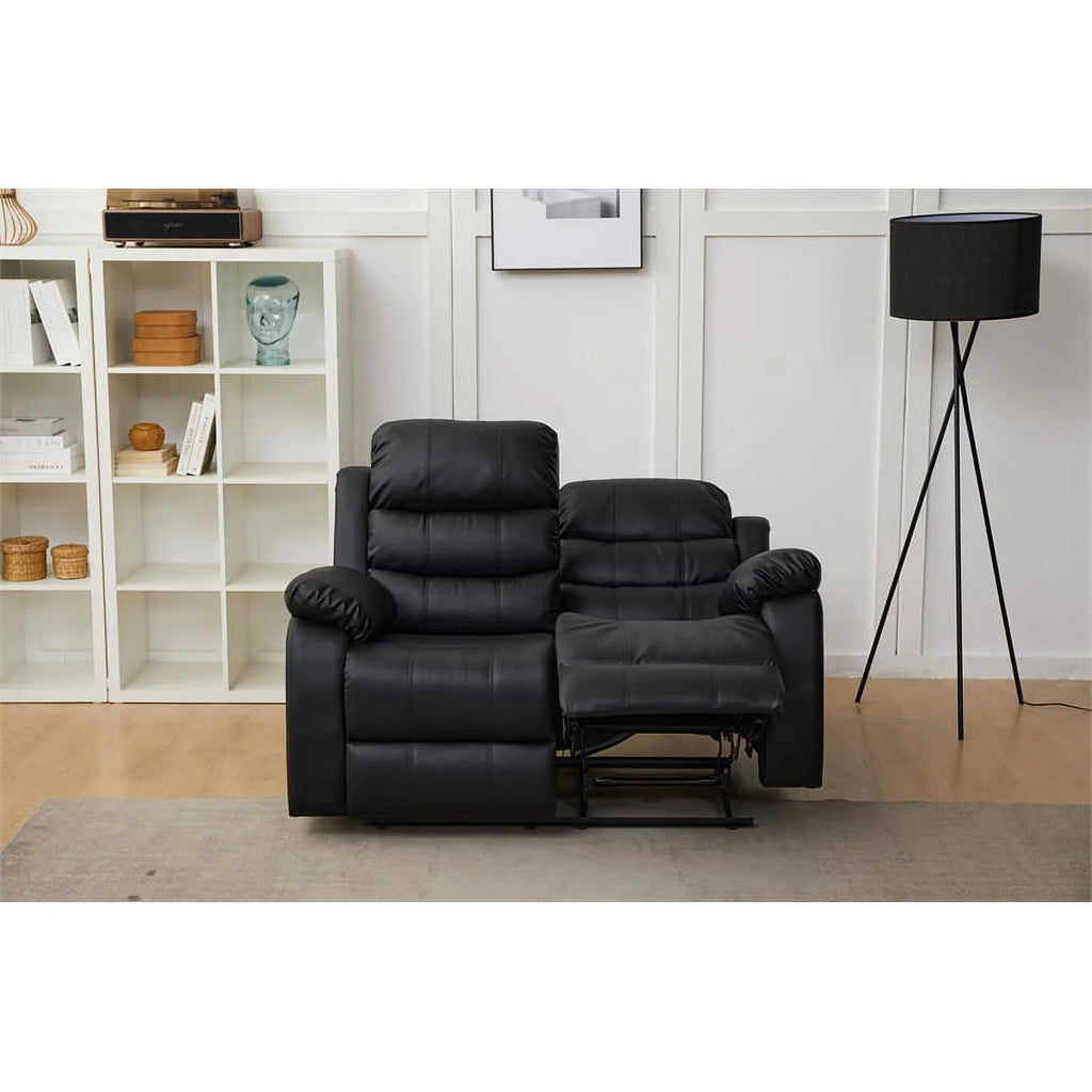Black Faux Leather Loveseat J377752