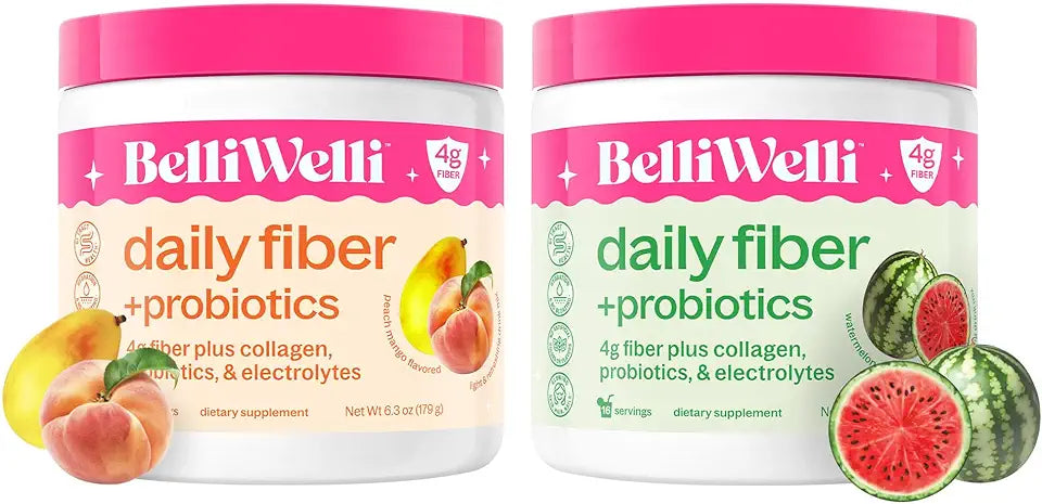 Fiber Supplement with Collagen, Probiotics & Electrolytes Peach Mango & Watermelon 32 Servings G838