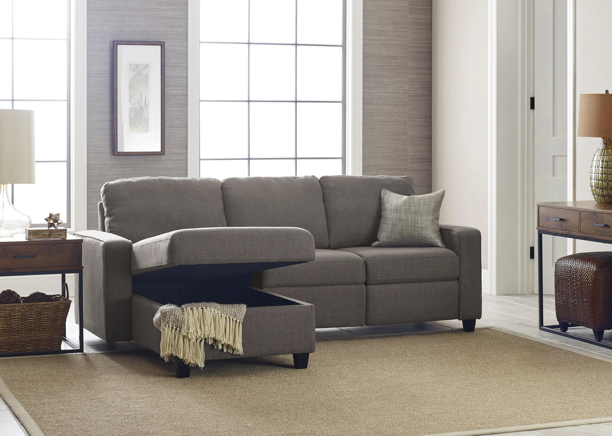 Gray Reclining Sectional with Left Storage Chaise O7023