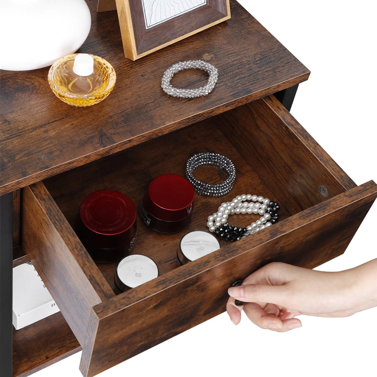 Brown Metal Frame End Table S544255