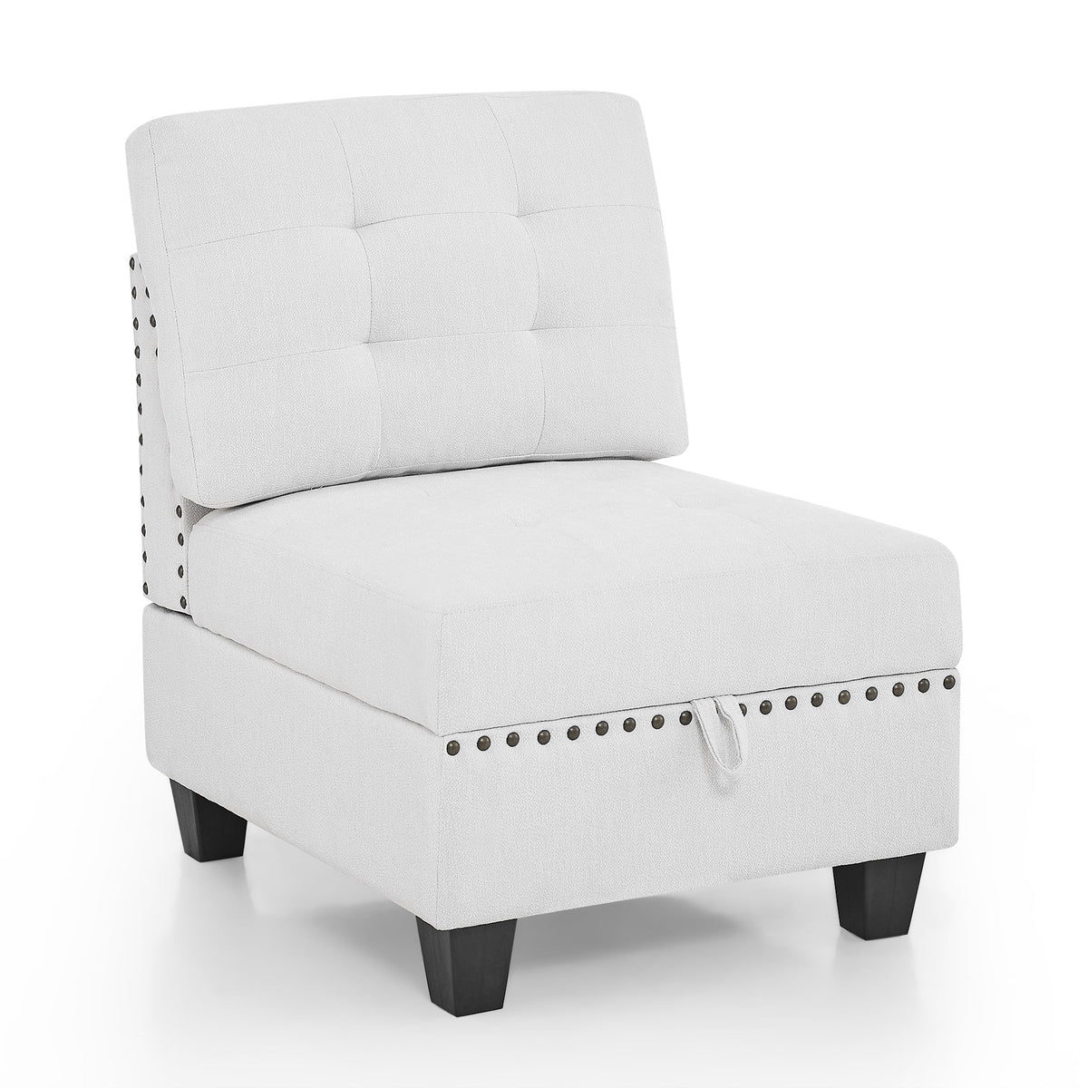 U Shape Modular Sectional Sofa with Seven Single Chair, Four Corner and One Ottoman, Ivory R8301