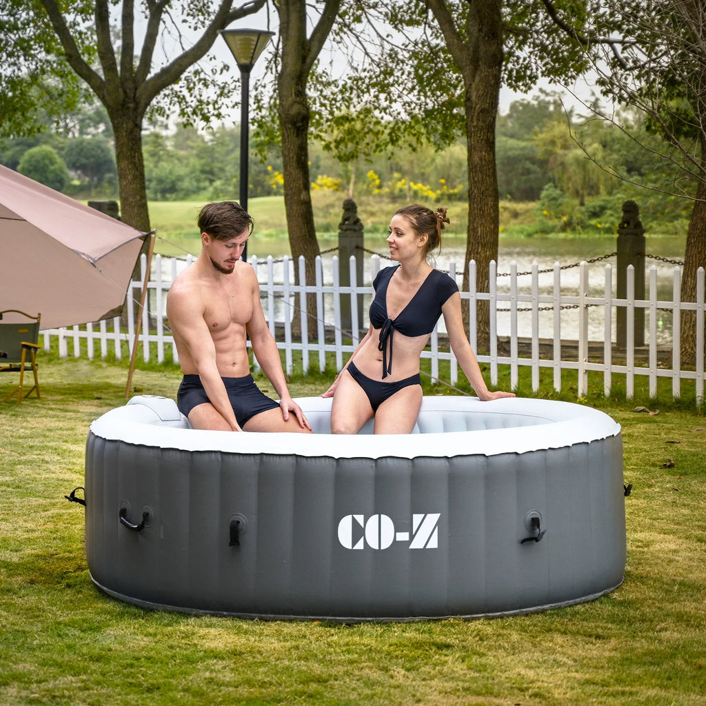 4 Person 6ft Inflatable Hot Tub Pool with Massage Jets J512554