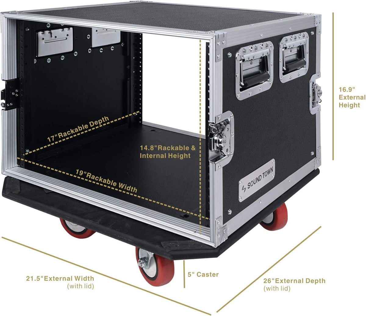 8U PA DJ Rack Road Case with Casters U956