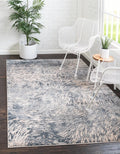 Gray Ivory 9' x 12' Abstract Coastal Rectangle Rug C135