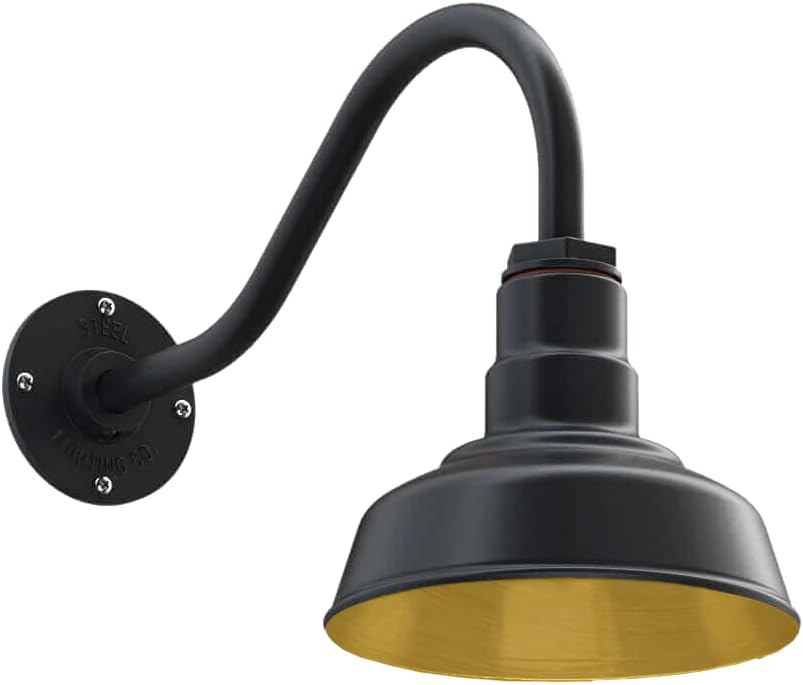 Wall Mounted Light Matte Black with Brass Interior I967