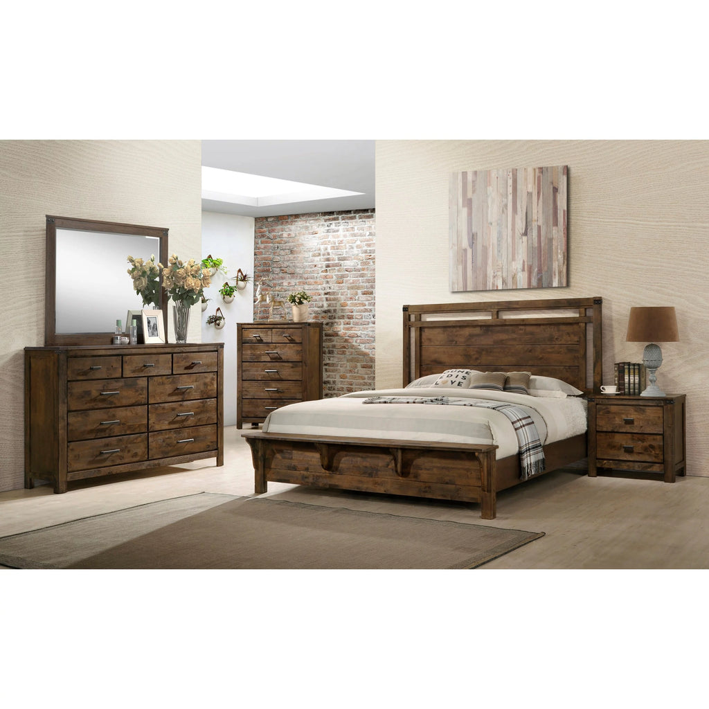 6pc Queen Size Wooden Bedroom Set E351