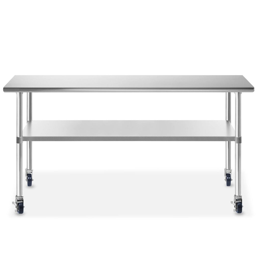 36 in. x 24 in. Stainless Steel Kitchen Prep & Work Table with 4 Casters M6674
