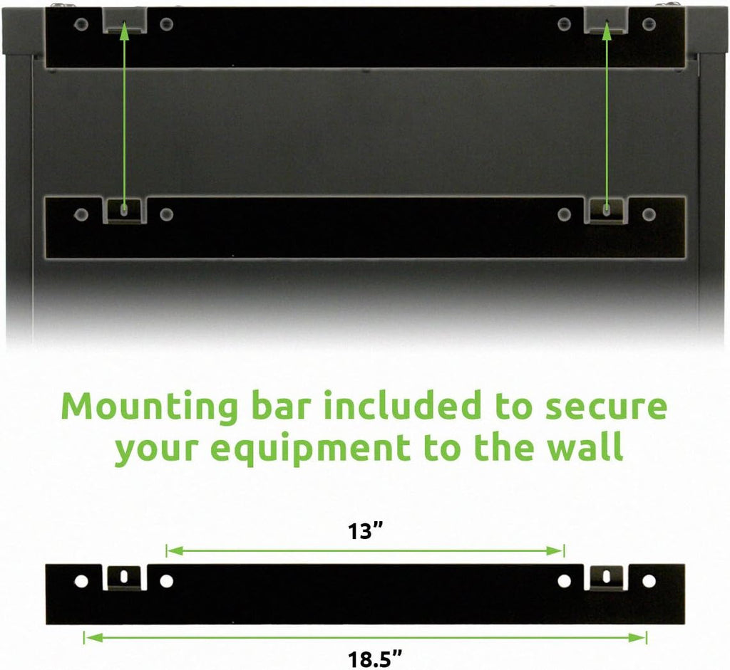 6U 19-Inch Server Network Rack with Locking Glass Door Black T8567