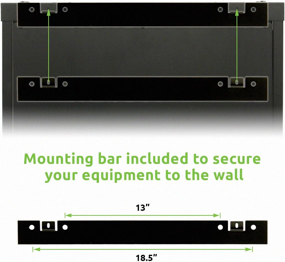 6U 19-Inch Server Network Rack with Locking Glass Door Black T8567