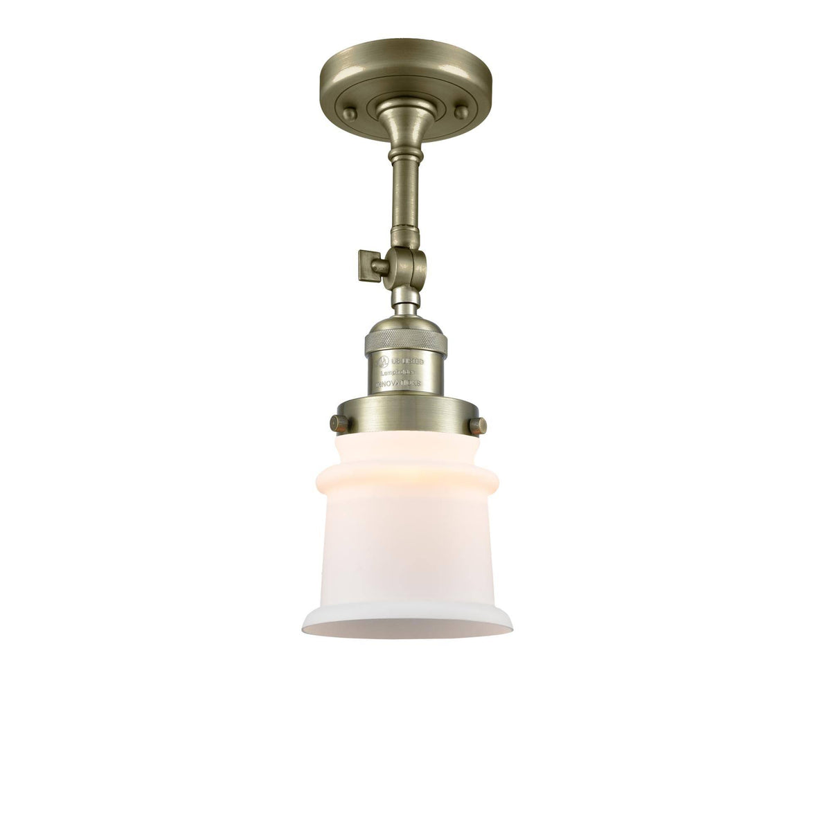 1 Light Semi Flush Mount Antique Brass K7689