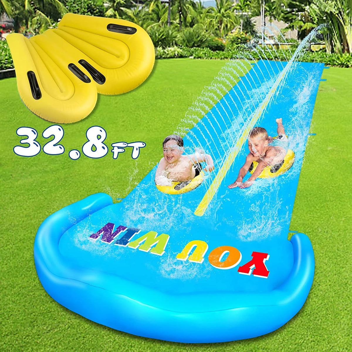 32.8FT Inflatable Water Slide with 2 Racing Lanes M232