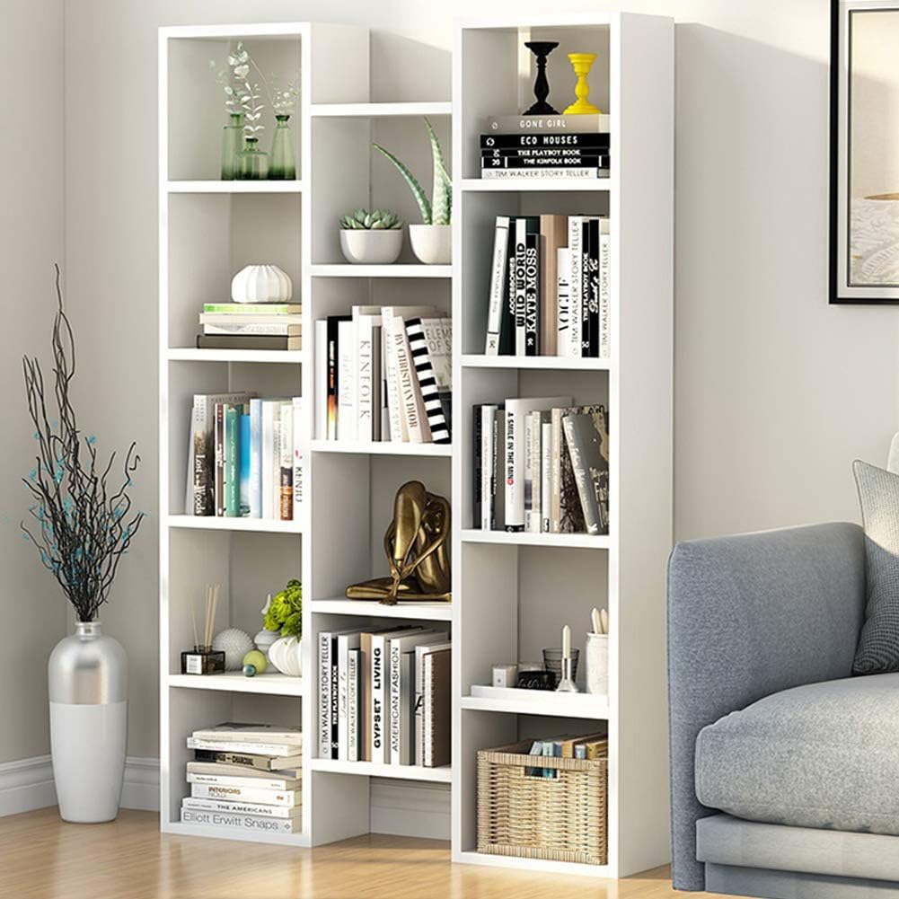 Modern 5-Shelf Bookcase with 14-Cube Display S472092